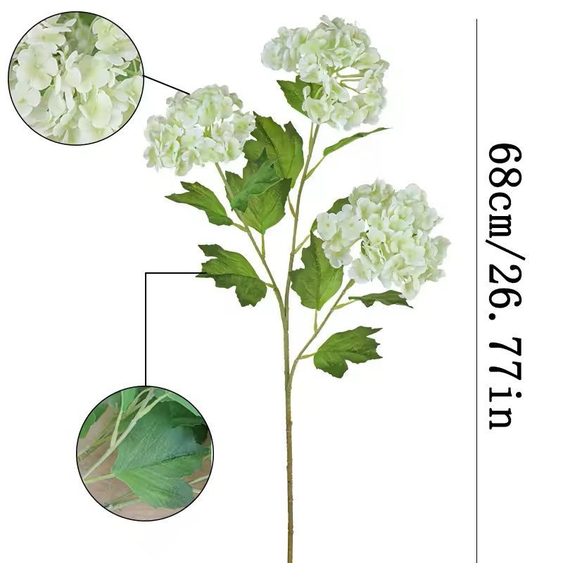 Real Touch Hydrangea Flower Branch With Green Leaves For Home And Wedding Decor 8