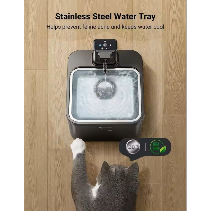 Automatic Stainless Steel Pet Water Fountain With Wireless Sensor And Battery 2