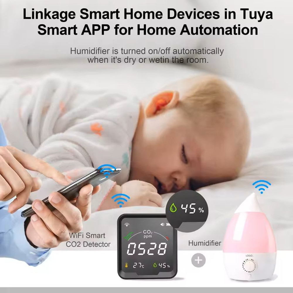 Smart WiFi CO2 Detector With Digital Display For Home Air Quality Monitoring 1