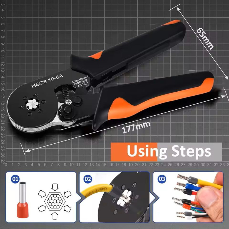 SelfAdjusting Hexagonal Ferrule Crimping Tool Kit 3