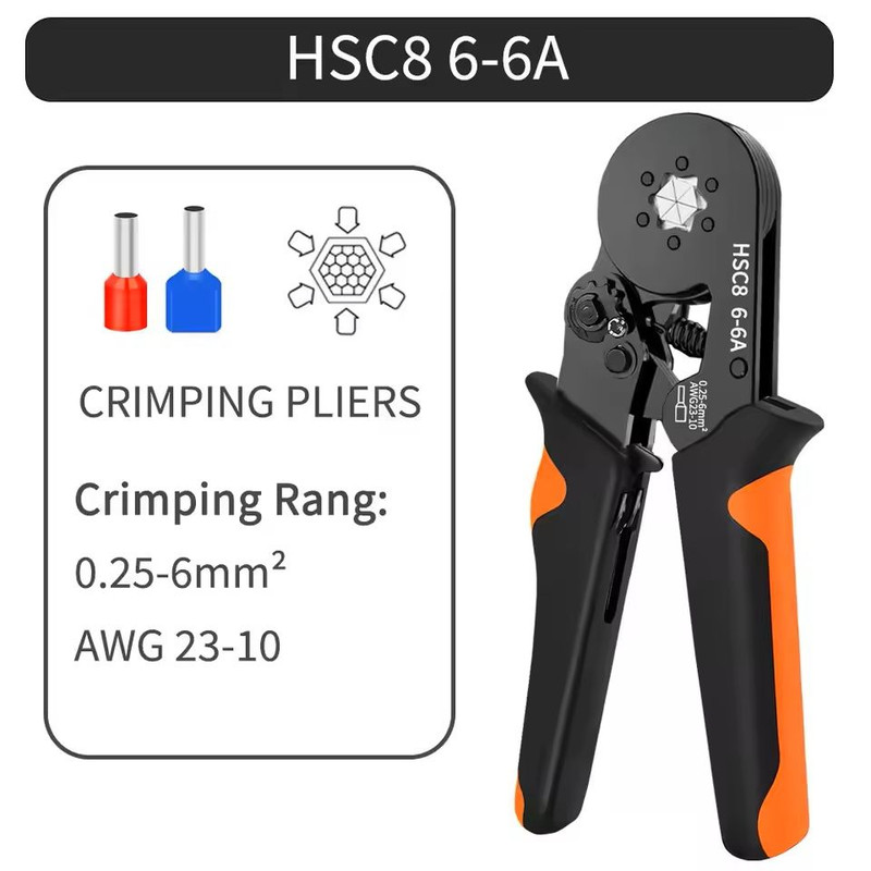 SelfAdjusting Hexagonal Ferrule Crimping Tool Kit 6