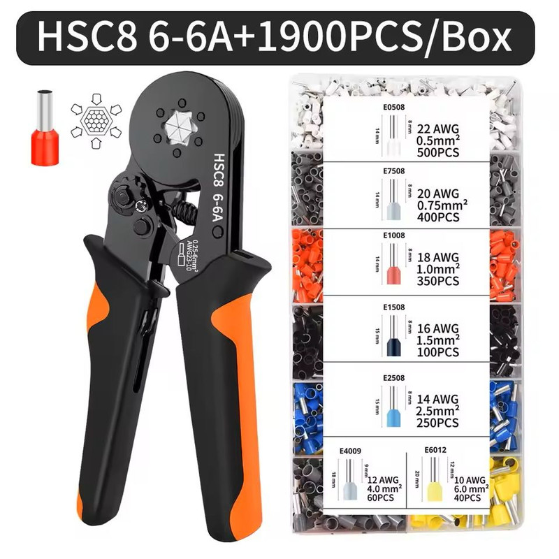 SelfAdjusting Hexagonal Ferrule Crimping Tool Kit 16