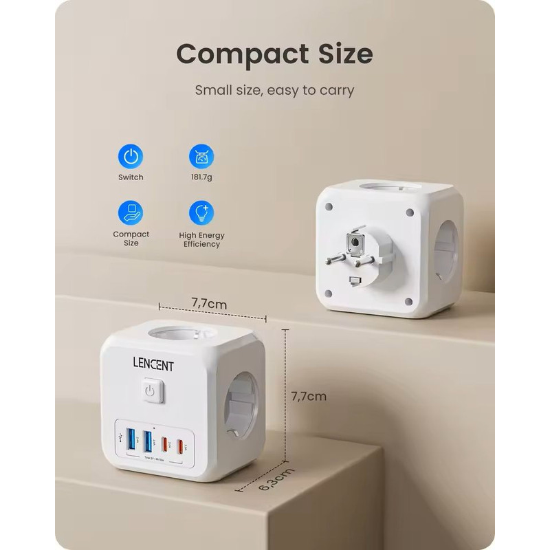 7in1 EU Plug Wall Socket Extender With USBC And Switch Control 4