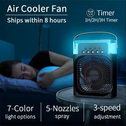 3-in-1 portable air conditioner fan with led night light & humidifier
