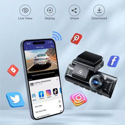 4k front and rear dash cam with gps, wifi, and ir night vision
