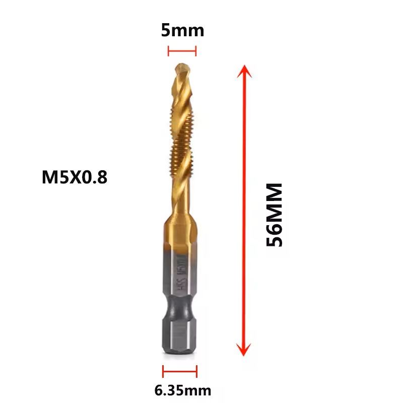Titanium Plated Metric Tap Drill Bits With Hex Shank 8