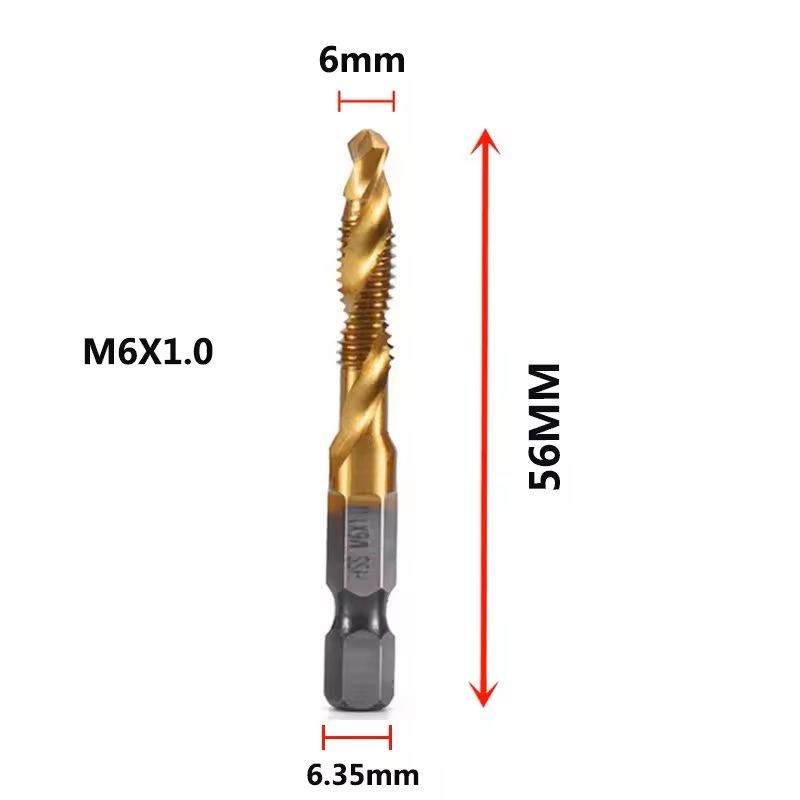Titanium Plated Metric Tap Drill Bits With Hex Shank 9
