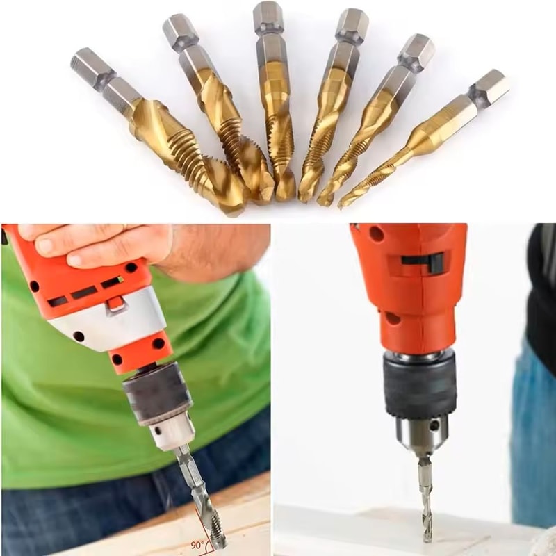 Titanium Plated Metric Tap Drill Bits With Hex Shank 1
