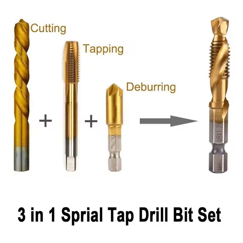 Titanium Plated Metric Tap Drill Bits With Hex Shank 2
