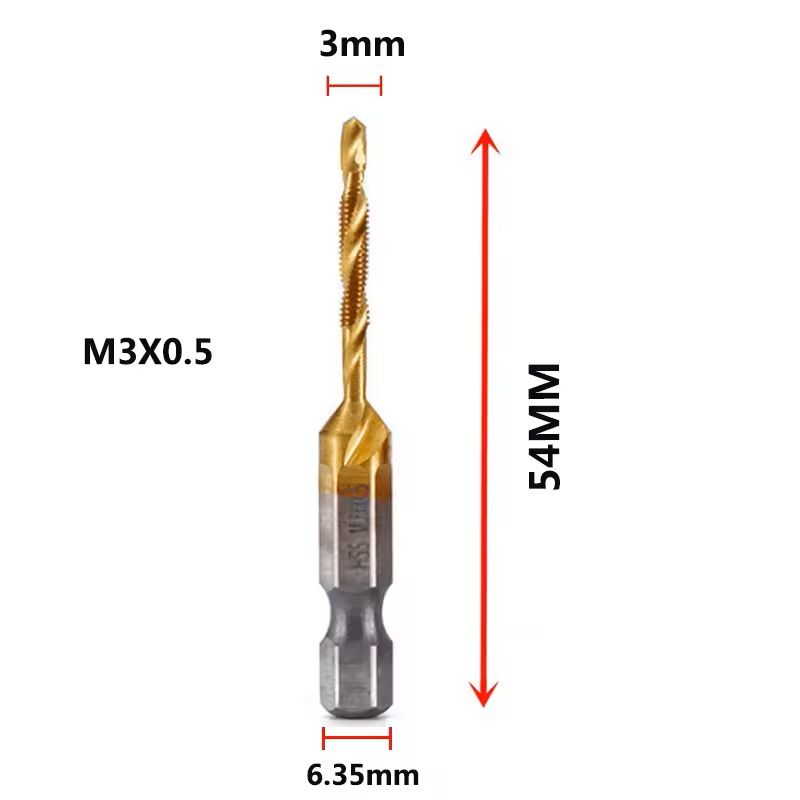 Titanium Plated Metric Tap Drill Bits With Hex Shank 4