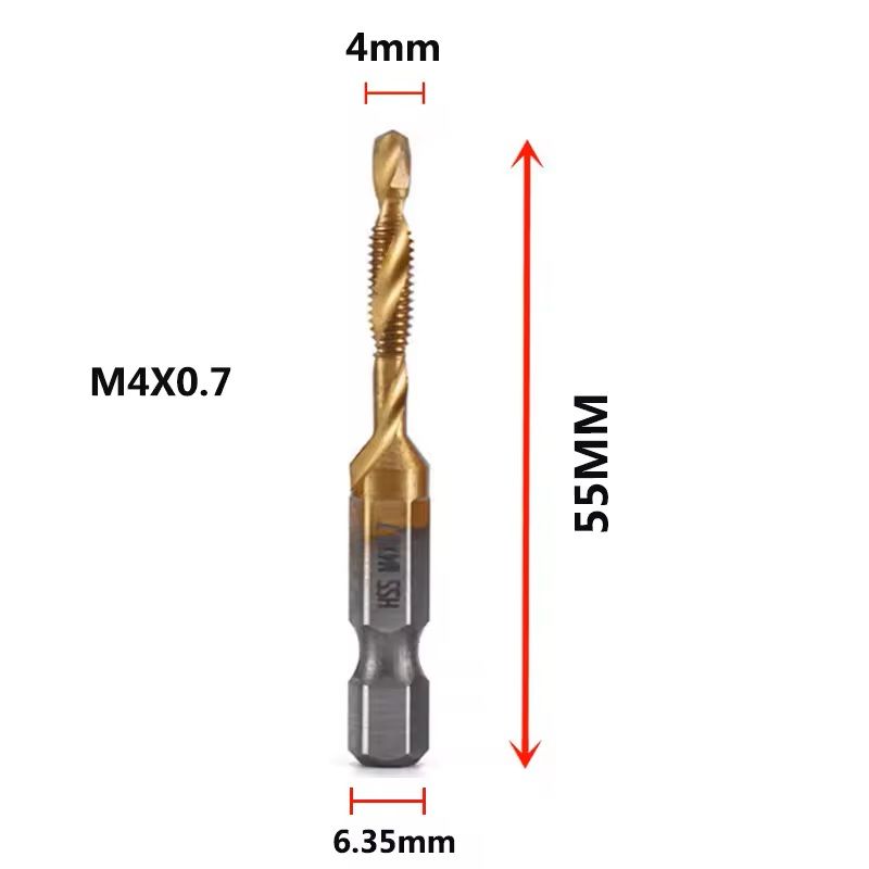 Titanium Plated Metric Tap Drill Bits With Hex Shank 6