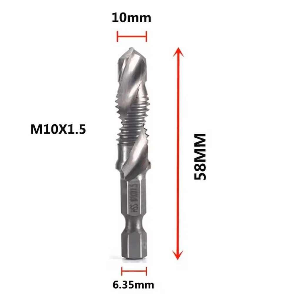 Titanium Plated Metric Tap Drill Bits With Hex Shank 10