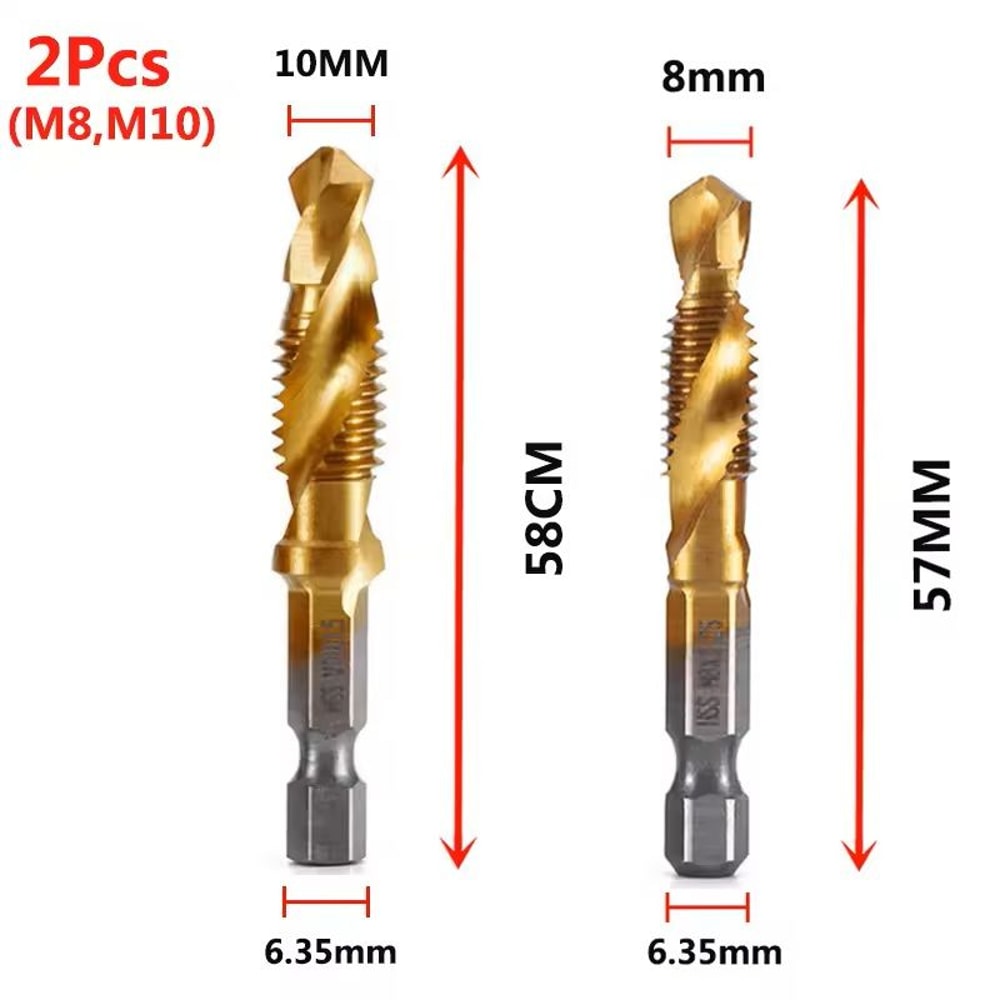 Titanium Plated Metric Tap Drill Bits With Hex Shank 16