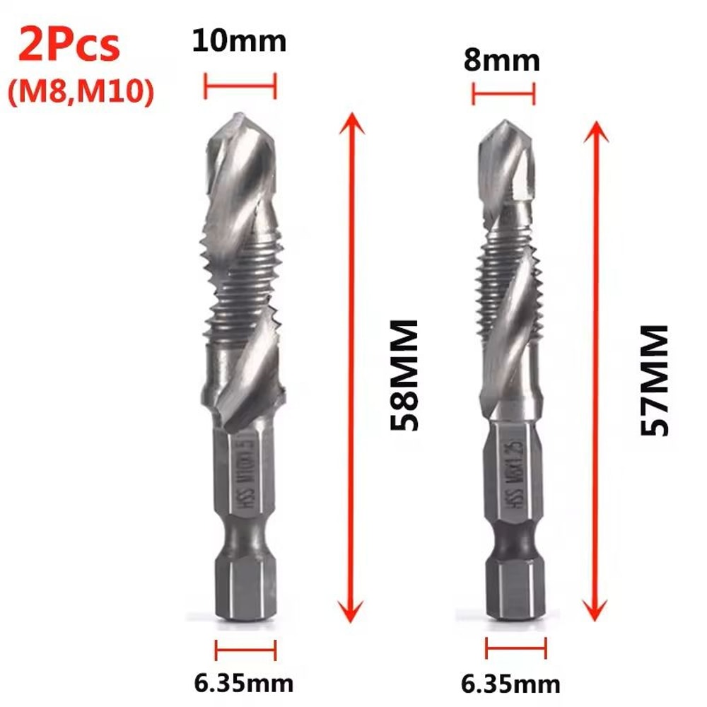 Titanium Plated Metric Tap Drill Bits With Hex Shank 17
