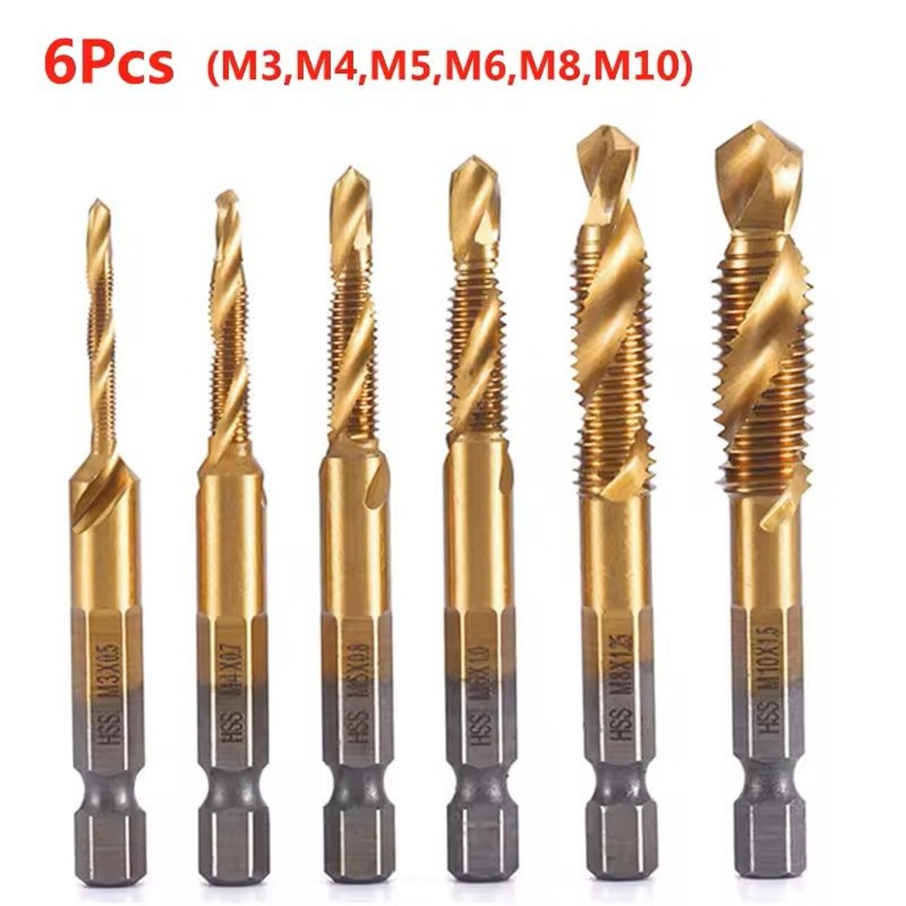 Titanium Plated Metric Tap Drill Bits With Hex Shank 21
