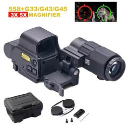 tactical red dot sight set with 558 holographic and g-series magnifier