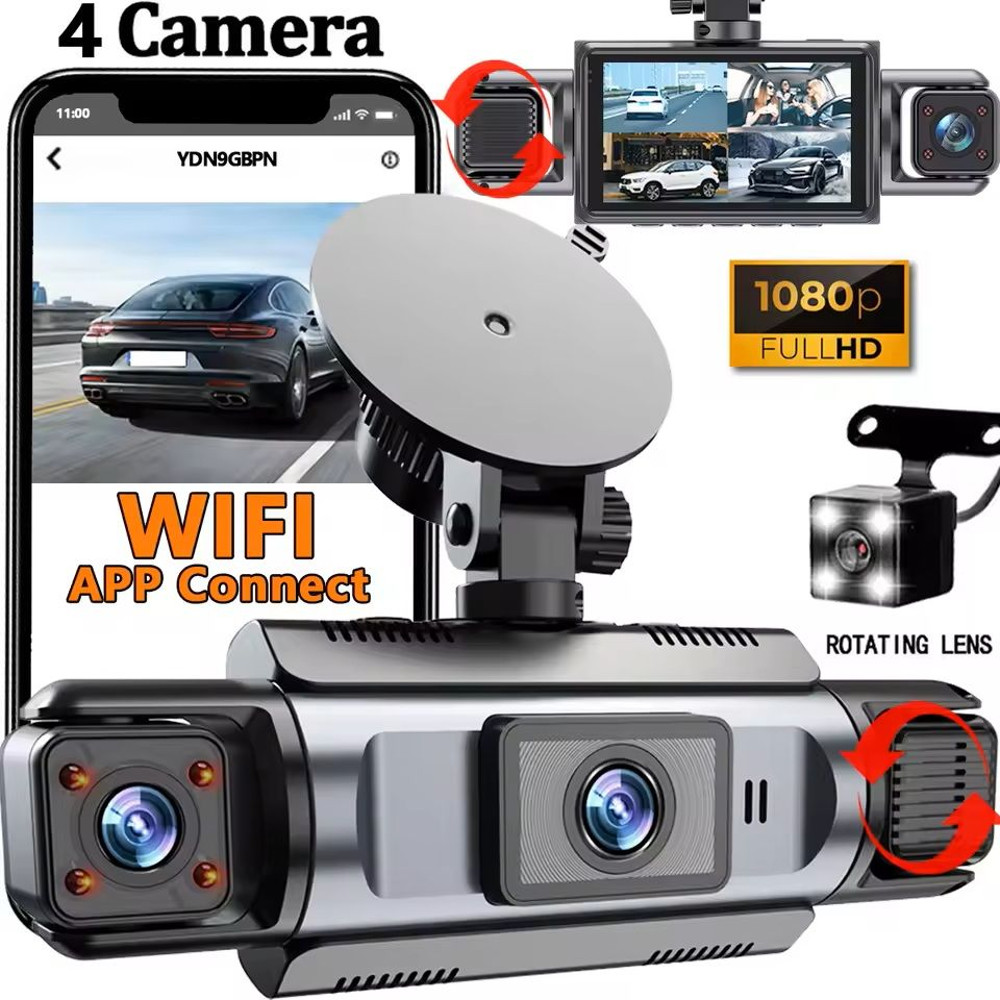 4Channel 360 Degree WiFi Dash Cam With Night Vision And Parking Monitor 0