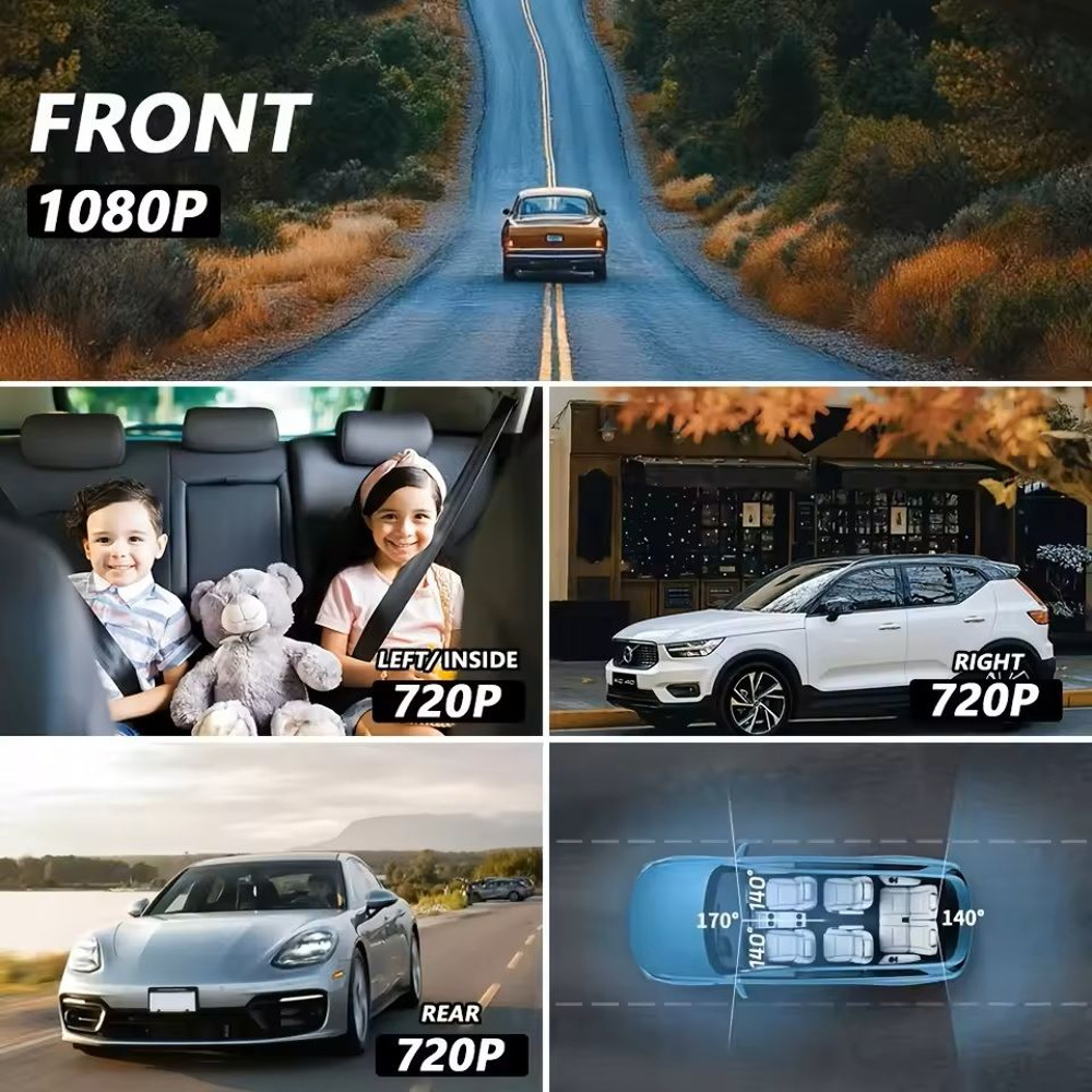 4Channel 360 Degree WiFi Dash Cam With Night Vision And Parking Monitor 2