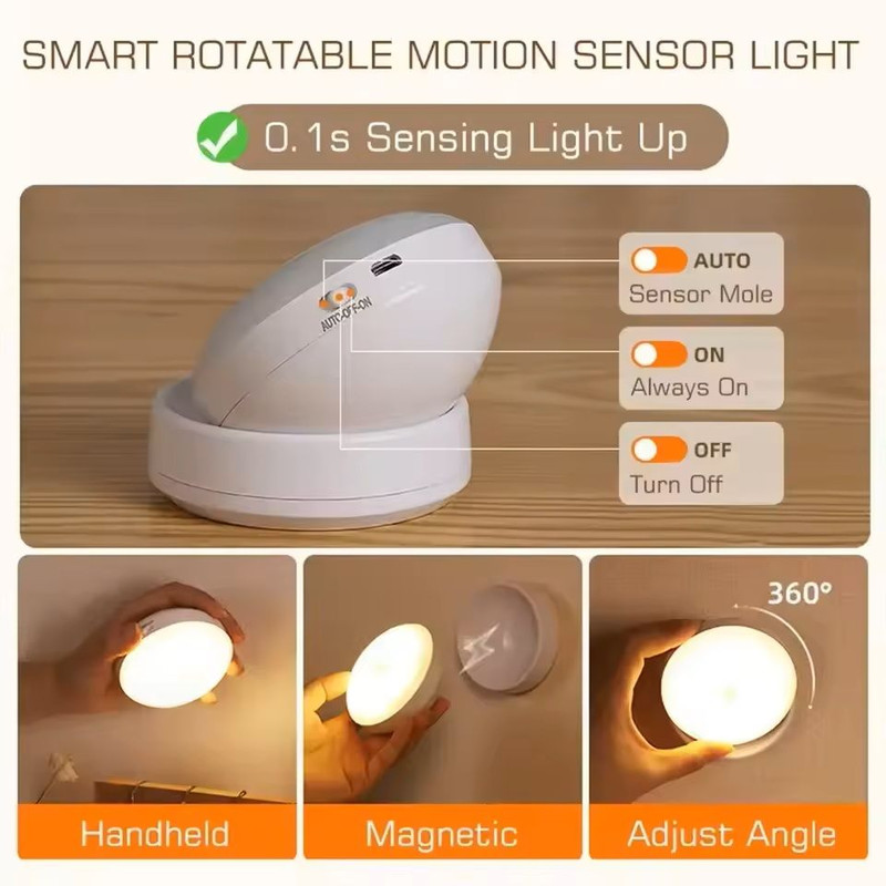 Wireless Motion Sensor Night Light With Magnetic Base And 360 Rotation 0