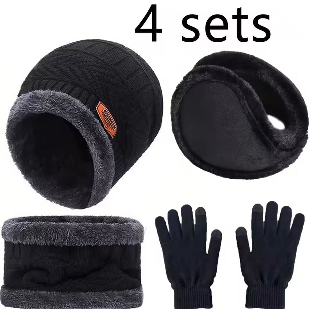 Winter Velvet Hat Scarf Glove Set For Cold Weather Outdoor Wear 0