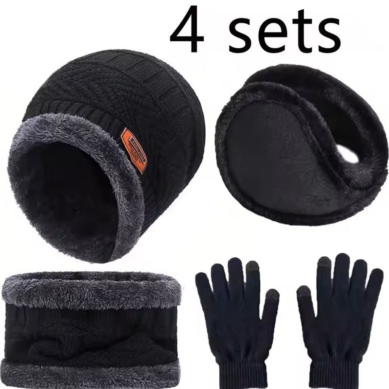 Winter Velvet Hat Scarf Glove Set For Cold Weather Outdoor Wear 0