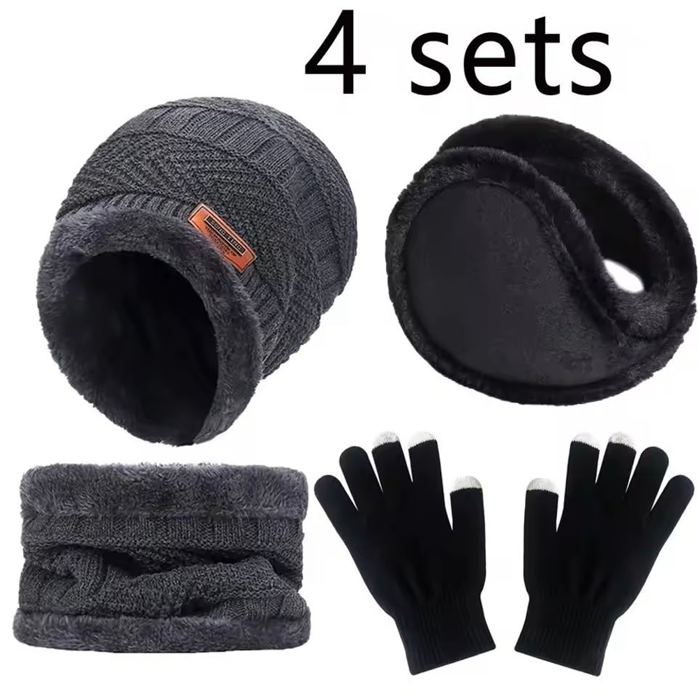 Winter Velvet Hat Scarf Glove Set For Cold Weather Outdoor Wear 10