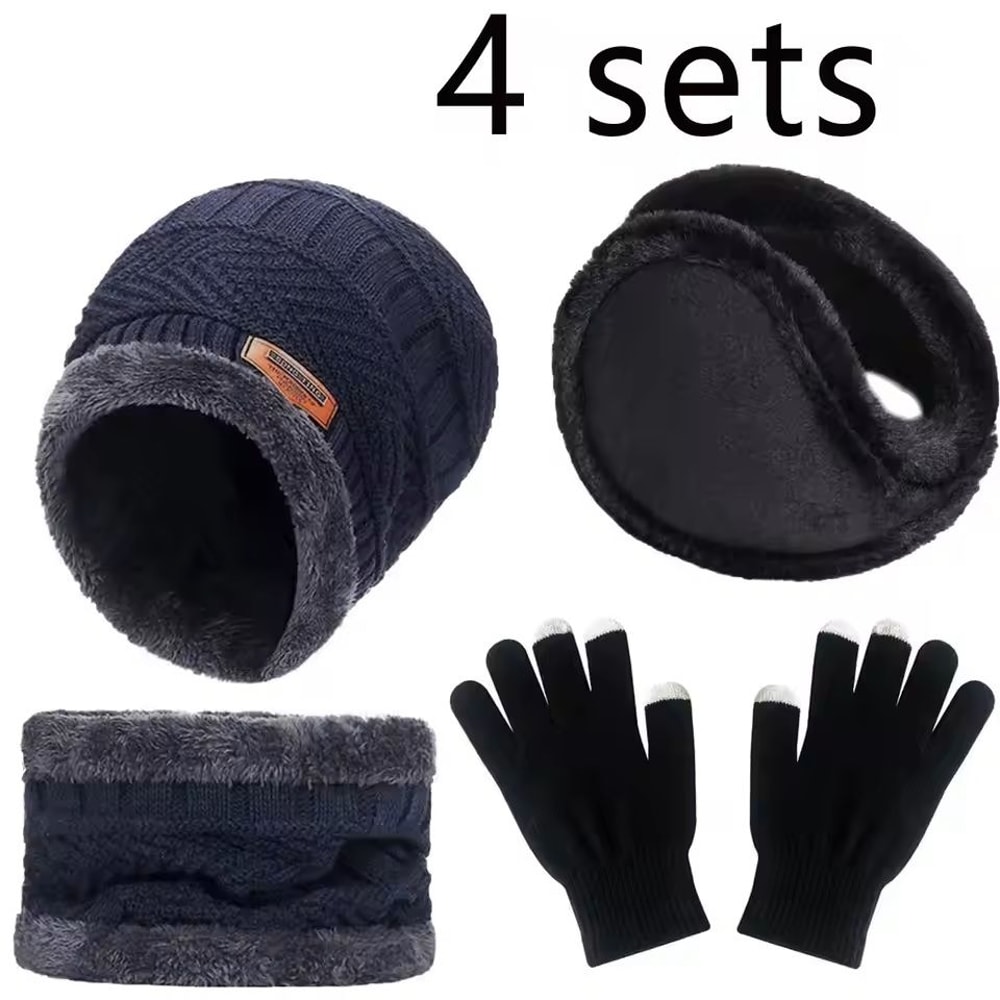 Winter Velvet Hat Scarf Glove Set For Cold Weather Outdoor Wear 2