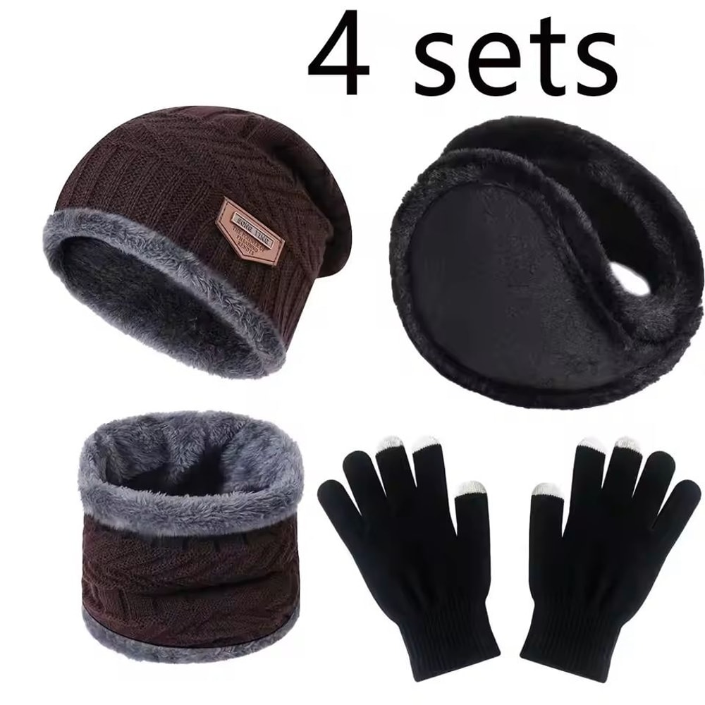 Winter Velvet Hat Scarf Glove Set For Cold Weather Outdoor Wear 7