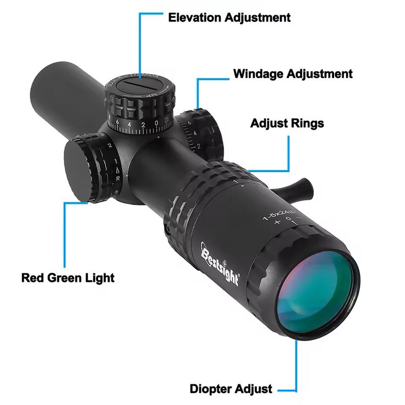 15x24 Tactical Rifle Scope With Red And Green Illuminated Reticle 5