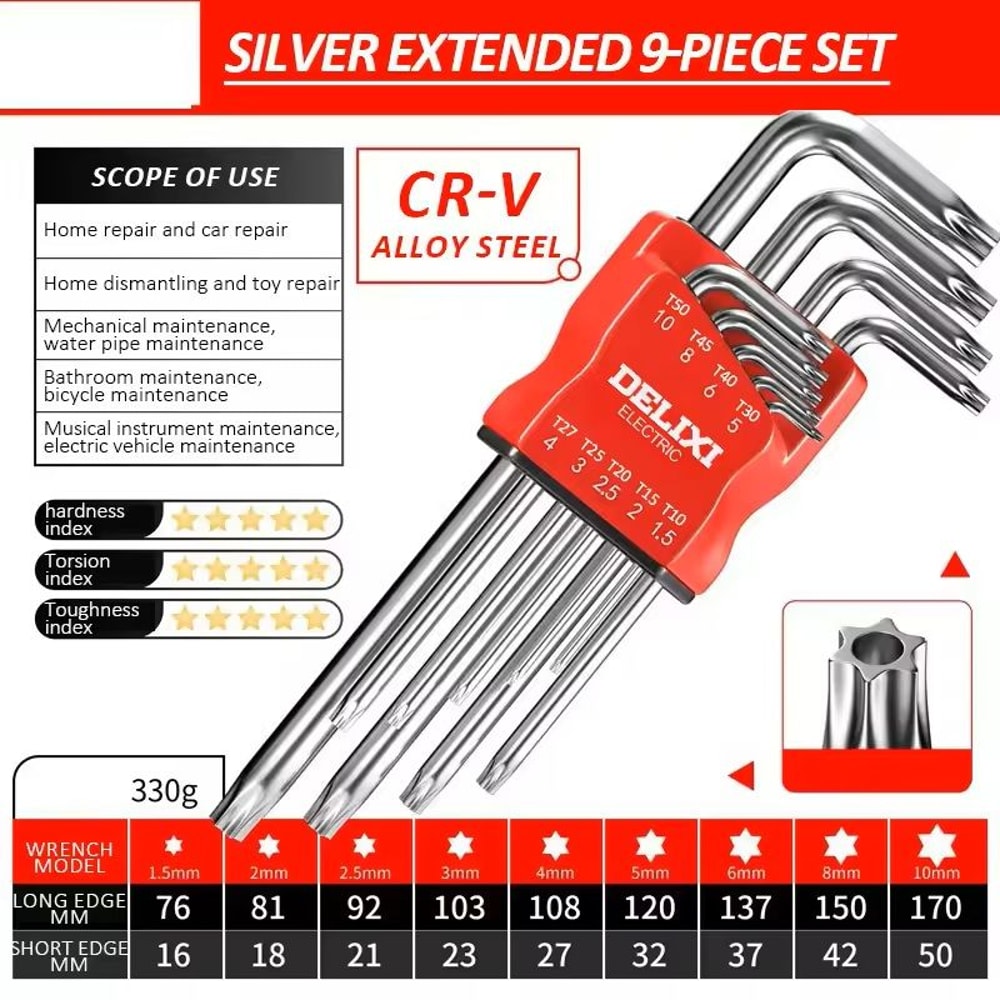 Hex Key Wrench Set With Torque Sleeve For Motorcycles And Bicycles 10
