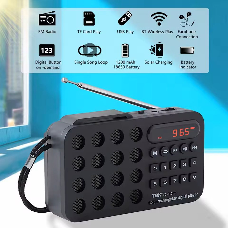 Portable Solar FM Radio With Bluetooth And USB Playback 2