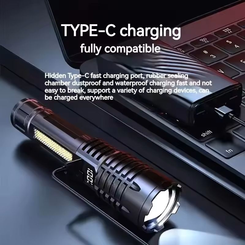 High Power Rechargeable LED Flashlight With Side Light 4