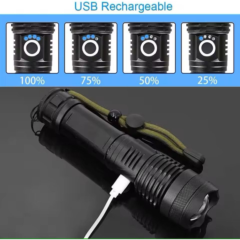 High Power Rechargeable LED Tactical Flashlight 3