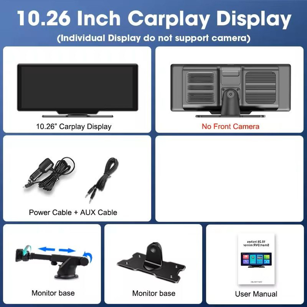 1026 Inch 4K Smart Dash Cam Mirror With CarPlay Android Auto And GPS 6