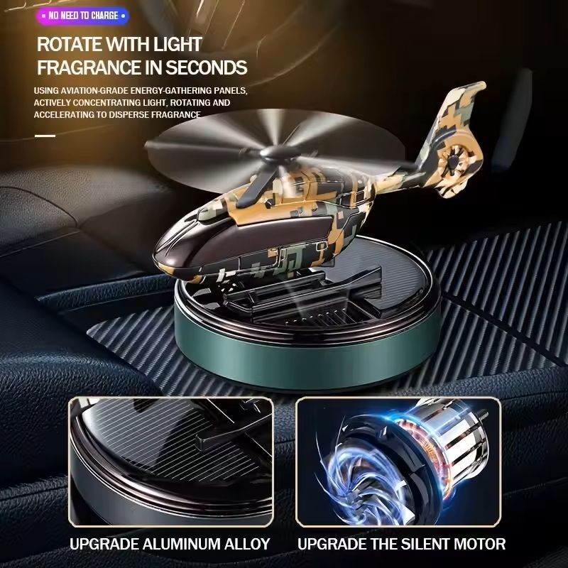 Solar Helicopter Car Air Freshener With Rotating Propeller Diffuser 2