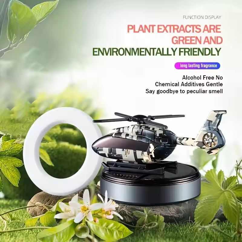 Solar Helicopter Car Air Freshener With Rotating Propeller Diffuser 5