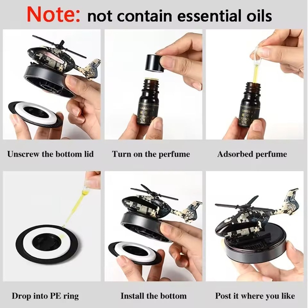 Solar Helicopter Car Air Freshener With Rotating Propeller Diffuser 1