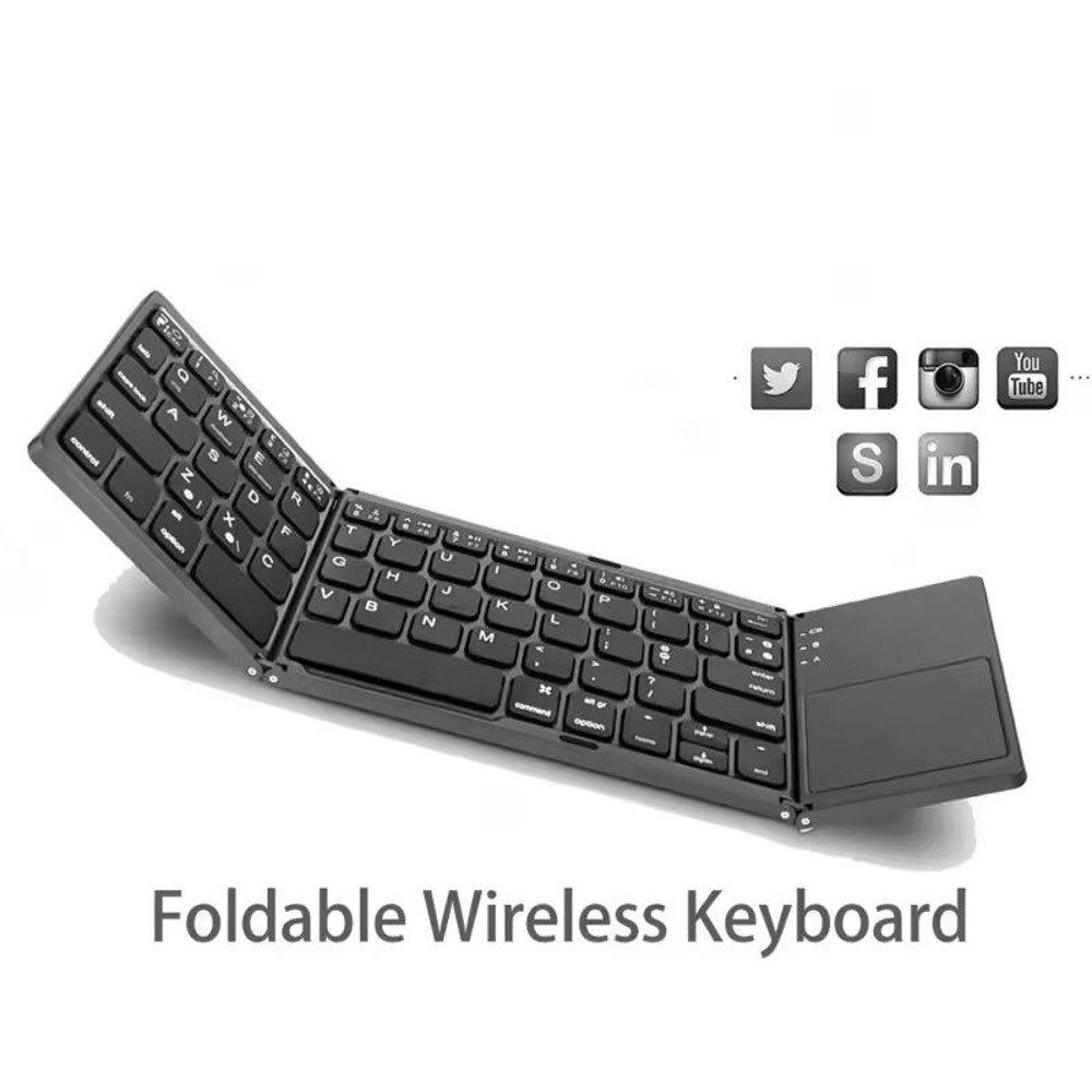 Foldable Wireless Bluetooth Keyboard With Touchpad 0