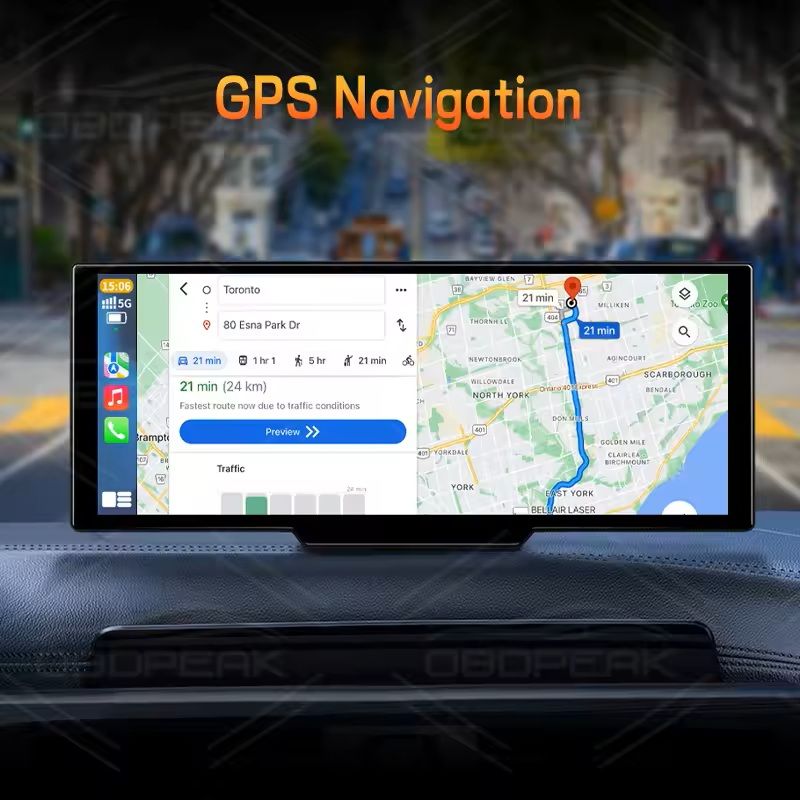1026 Dash Cam Mirror Monitor With CarPlay Android Auto And GPS 3