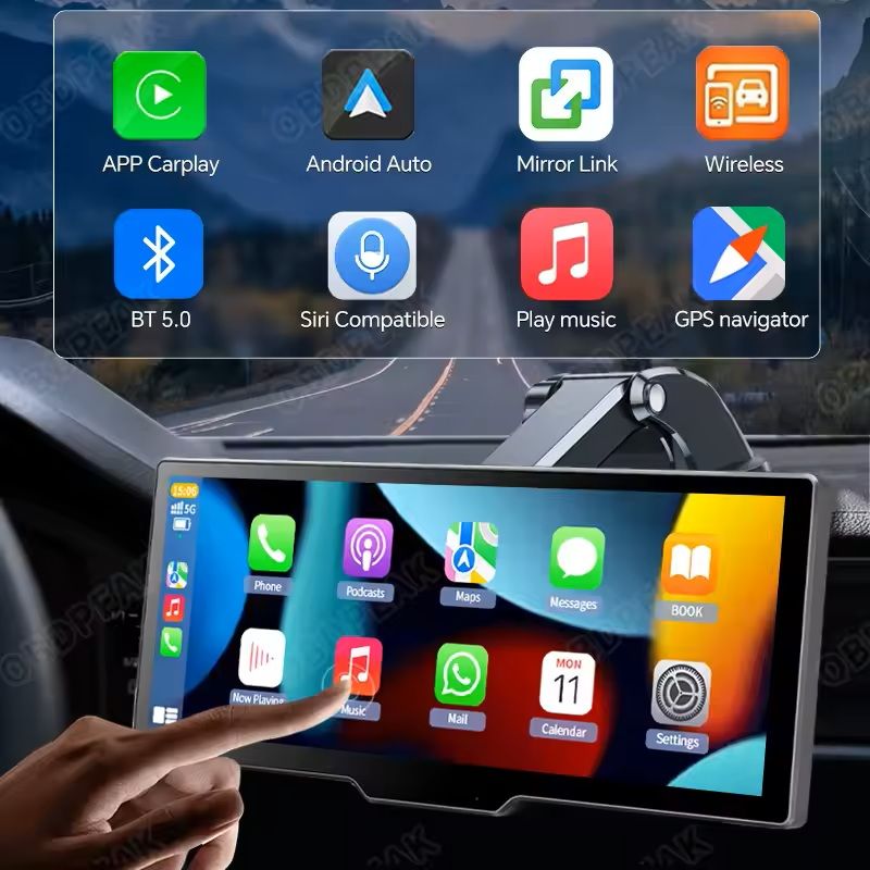 1026 Dash Cam Mirror Monitor With CarPlay Android Auto And GPS 0