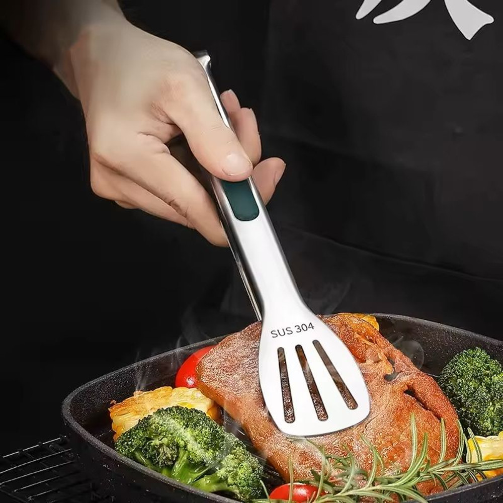 NonSlip Stainless Steel Food Tongs For Cooking And Grilling 2