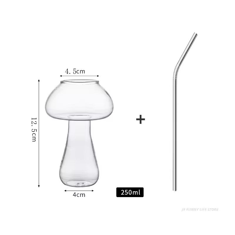 Mushroom Cocktail Glass Cup With Straw For Drinks And Coffee 5