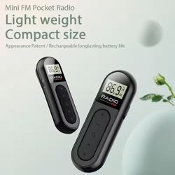 mini pocket fm radio with backlight display and type-c charging