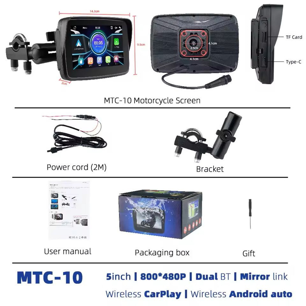 5Inch Wireless CarPlay And Android Auto Motorcycle Display Screen 5