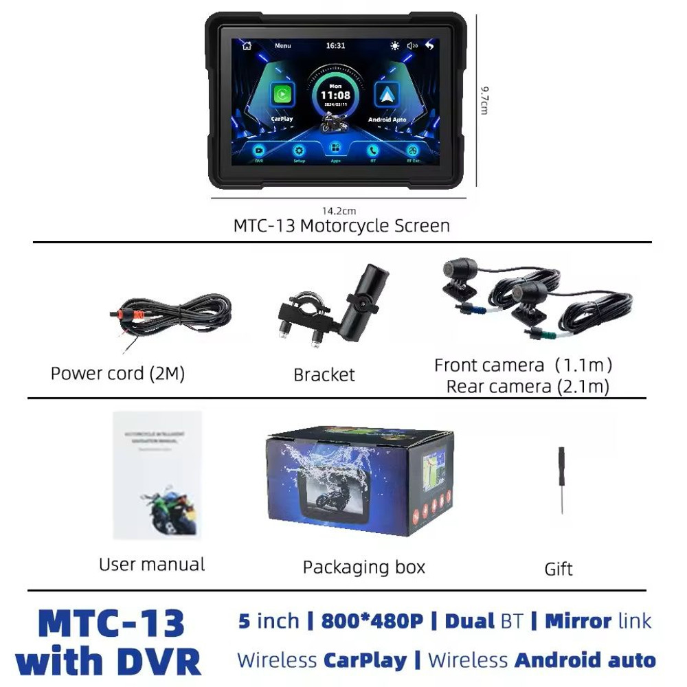 5Inch Wireless CarPlay And Android Auto Motorcycle Display Screen 8