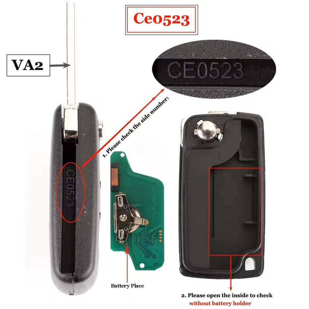 2Button Remote Car Key Fob Replacement With 434Mhz Frequency 8