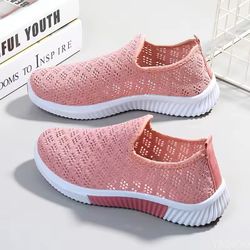 womens mesh sports sneakers with soft sole and breathable design