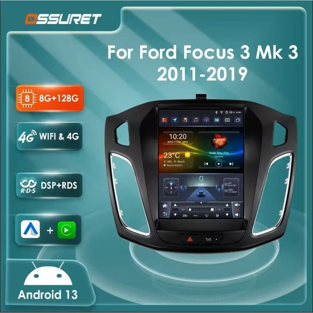 97Inch Android Car Multimedia Player With GPS And CarPlay For Ford Focus 0