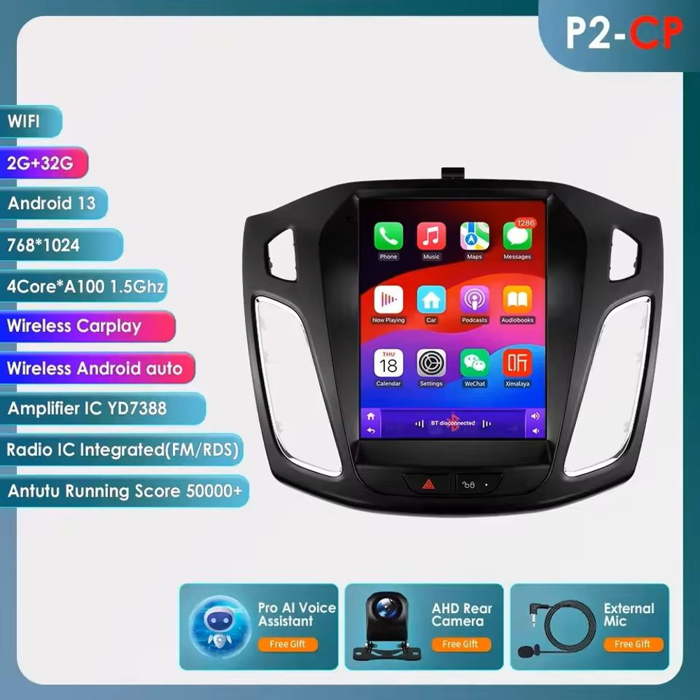 97Inch Android Car Multimedia Player With GPS And CarPlay For Ford Focus 9