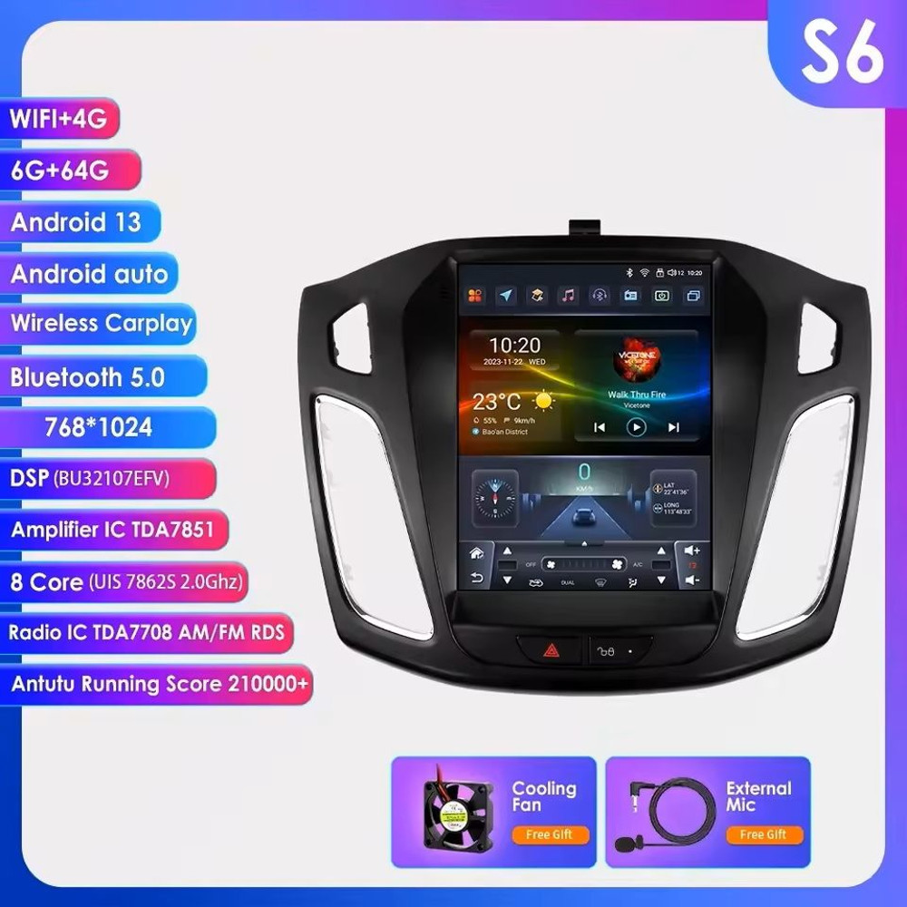 97Inch Android Car Multimedia Player With GPS And CarPlay For Ford Focus 14